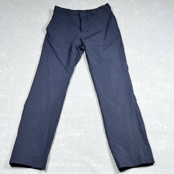 Prada Milano Pants Womens Size 44/26 Blue Button Front Tapered Leg Casual Pants - Picture 1 of 14